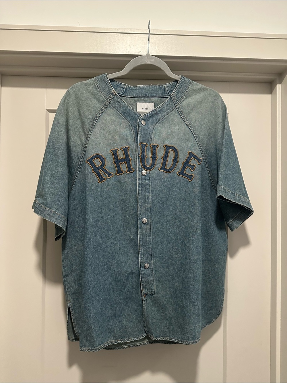 Rhude Baseball Denim Shirt 'Dark Indigo'
